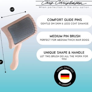 Mark VI Curved Slicker Dog Brush, Groom Like a Professional, Stainless Steel Pins, Lightweight Beech Wood Body, Ground and Polished Tips, Medium