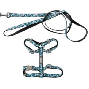 FuzzYard Walking Set Wild One Aqua Cat Lead  Harness