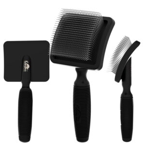 Long Pin Slicker Brush for Dogs (Poodles, Doodles, Goldendoodles, Labradoodles), Professional Grooming Brush for Detangling, Fluffing & Dematting, Non-Slip Comfort Handle (Black)