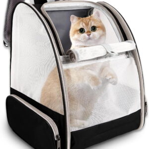 Cat Backpack Carrier,Pet Carrier Airline Approved for Small Dog Cat Puppy Kitten Bunny,Ventilated Mesh Design Animal Backpack for Hiking Camping Travel Bag (Black)