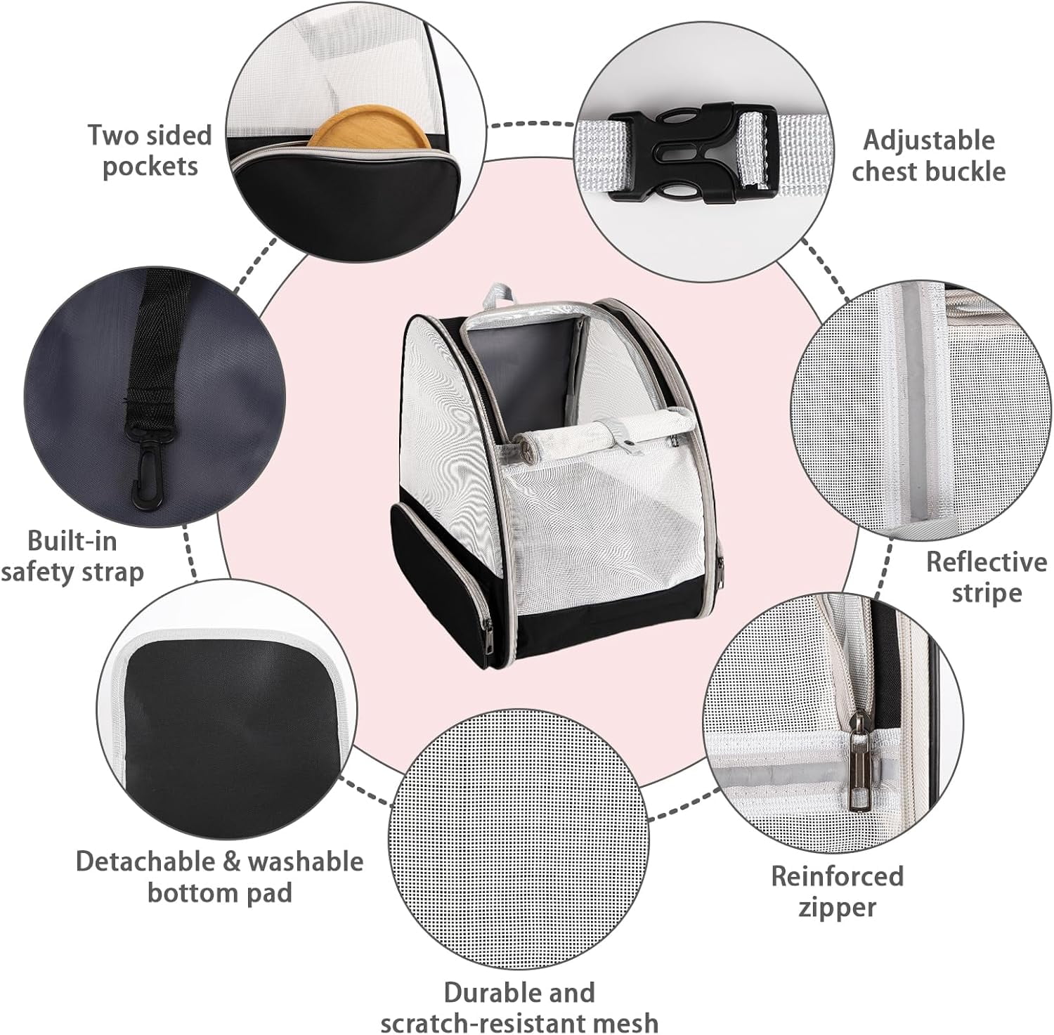 Cat Backpack Carrier,Pet Carrier Airline Approved for Small Dog Cat Puppy Kitten Bunny,Ventilated Mesh Design Animal Backpack for Hiking Camping Travel Bag (Black) - Image 5