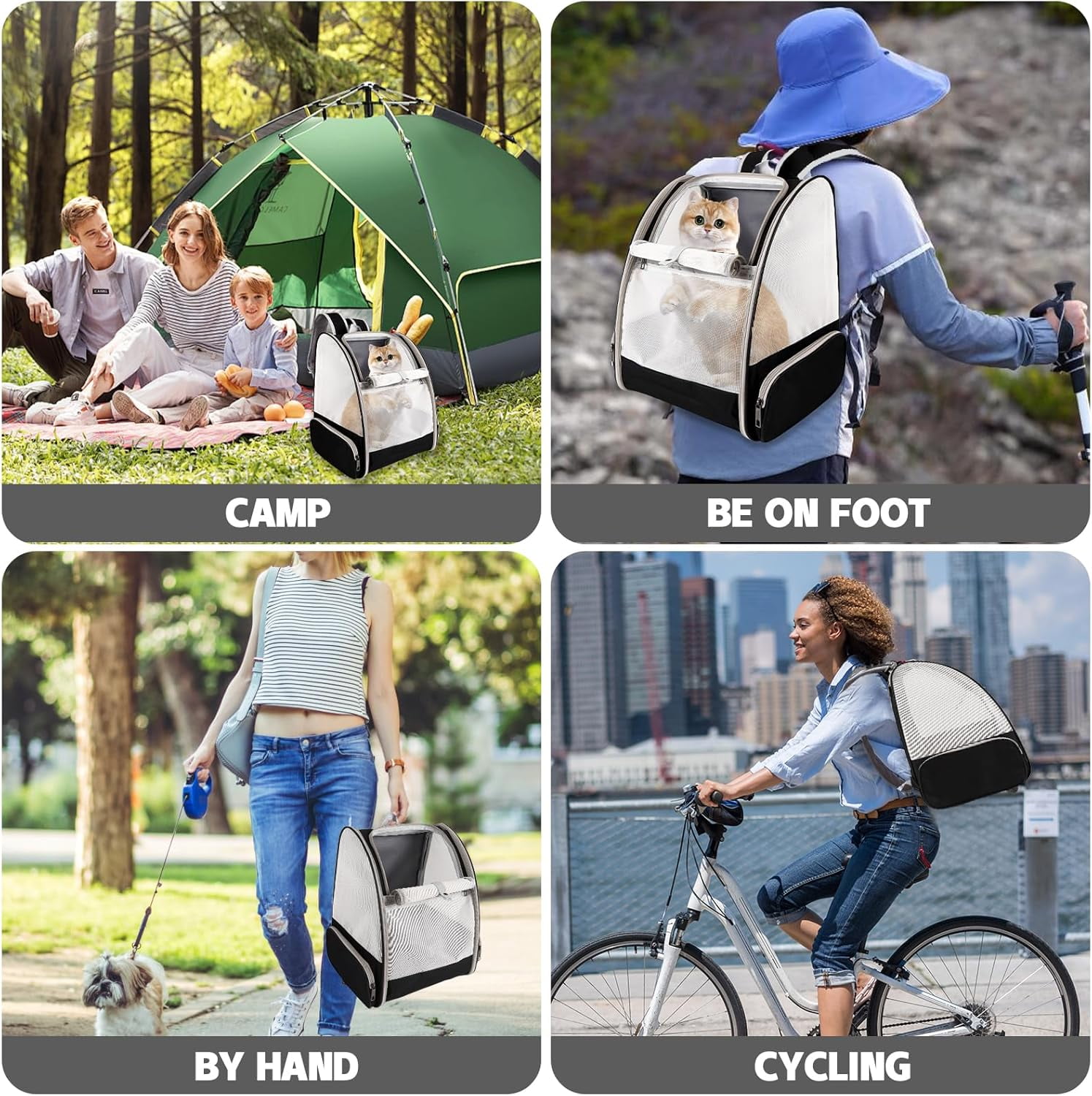 Cat Backpack Carrier,Pet Carrier Airline Approved for Small Dog Cat Puppy Kitten Bunny,Ventilated Mesh Design Animal Backpack for Hiking Camping Travel Bag (Black) - Image 7