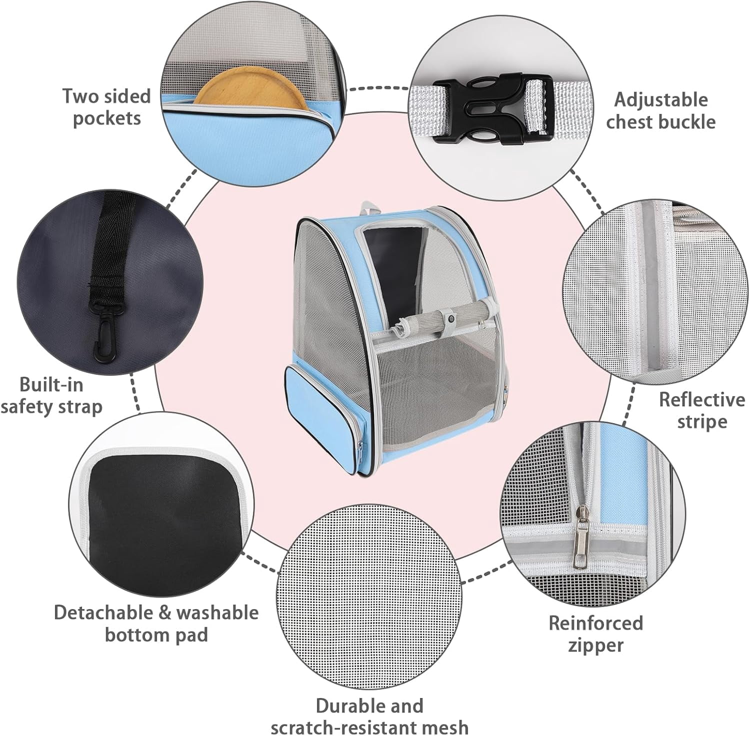 Cat Backpack Carrier,Pet Carrier Airline Approved for Small Dog Cat Puppy Kitten Bunny,Ventilated Mesh Design Animal Backpack for Hiking Camping Travel Bag (Black) - Image 12