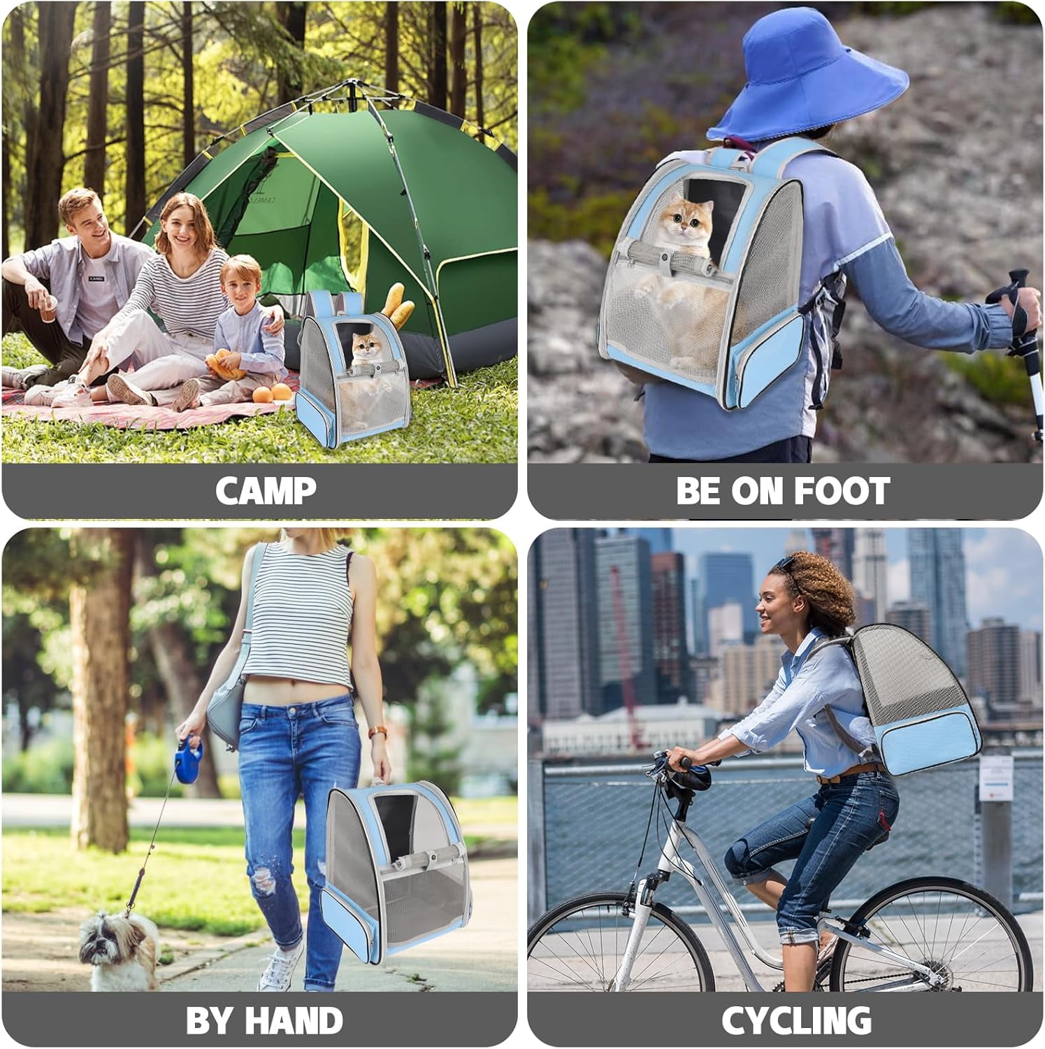 Cat Backpack Carrier,Pet Carrier Airline Approved for Small Dog Cat Puppy Kitten Bunny,Ventilated Mesh Design Animal Backpack for Hiking Camping Travel Bag (Black) - Image 14