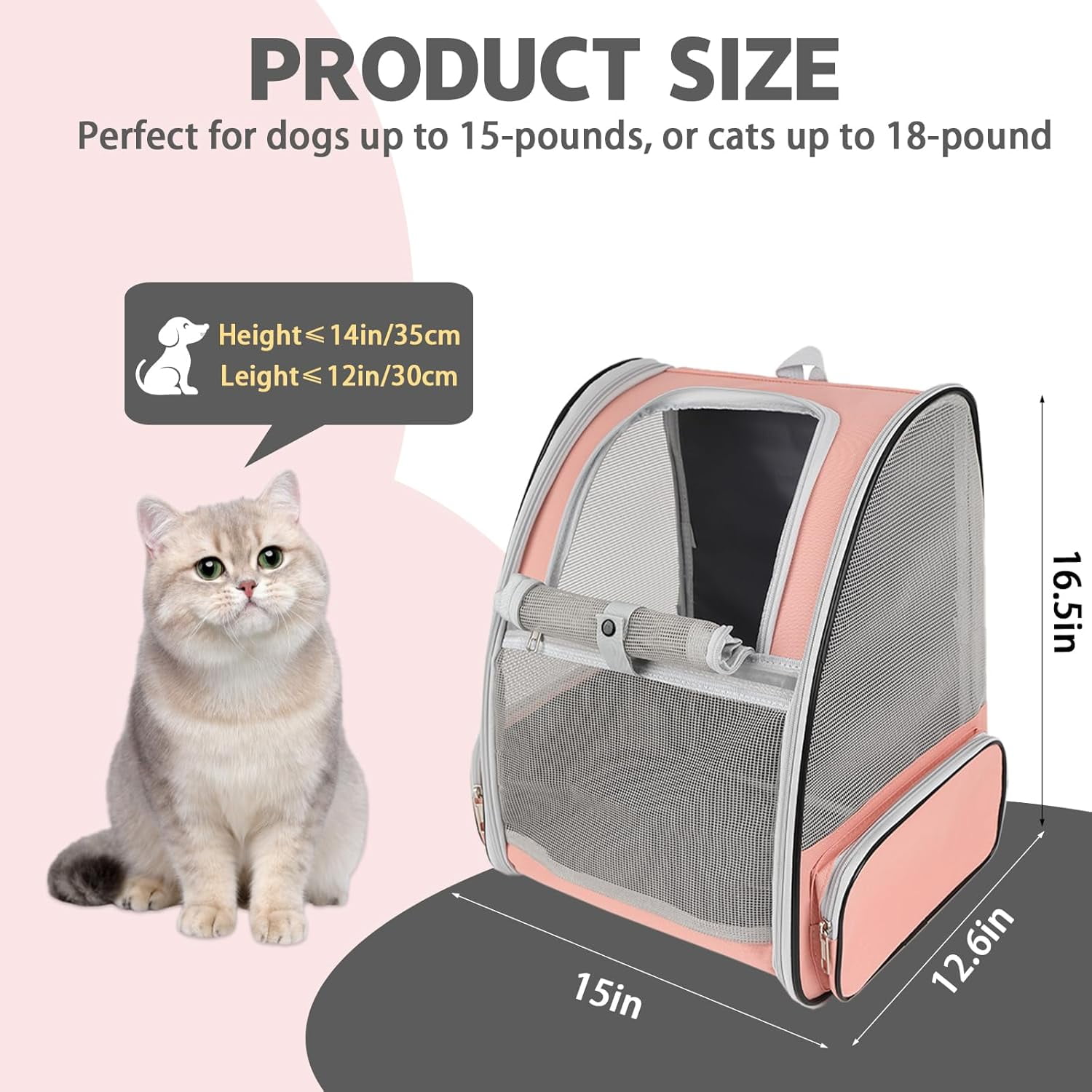 Cat Backpack Carrier,Pet Carrier Airline Approved for Small Dog Cat Puppy Kitten Bunny,Ventilated Mesh Design Animal Backpack for Hiking Camping Travel Bag (Black) - Image 16