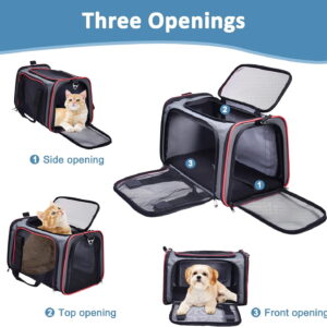 Soft-Sided Airline Approved Pet Carrier for Small Dogs & Cats, Collapsible Travel Bag with Ventilation & Safety Straps