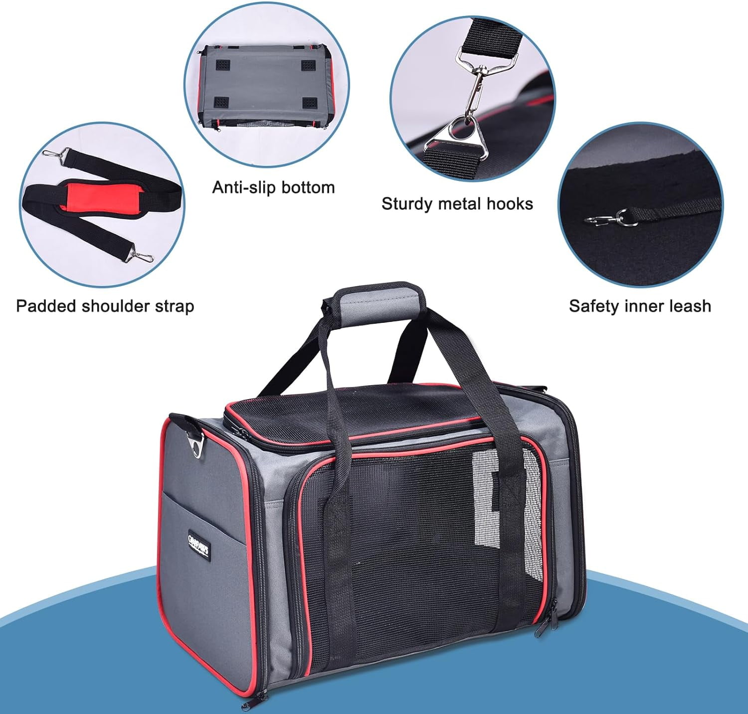 Soft-Sided Airline Approved Pet Carrier for Small Dogs & Cats, Collapsible Travel Bag with Ventilation & Safety Straps - Image 2