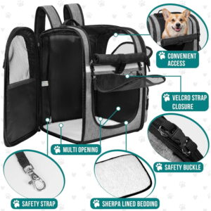 Dog Backpack Carrier for Small Large Cat, Pet, Puppies, Ventilated Pet Hiking Backpack Travel Bag,
