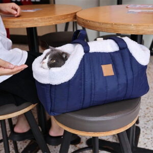 Fluffy Pet Carrier Shoulder Bag, Warm Adjustable Dog Cat Puppy Carrier, Portable Travel Bag for Small Pets