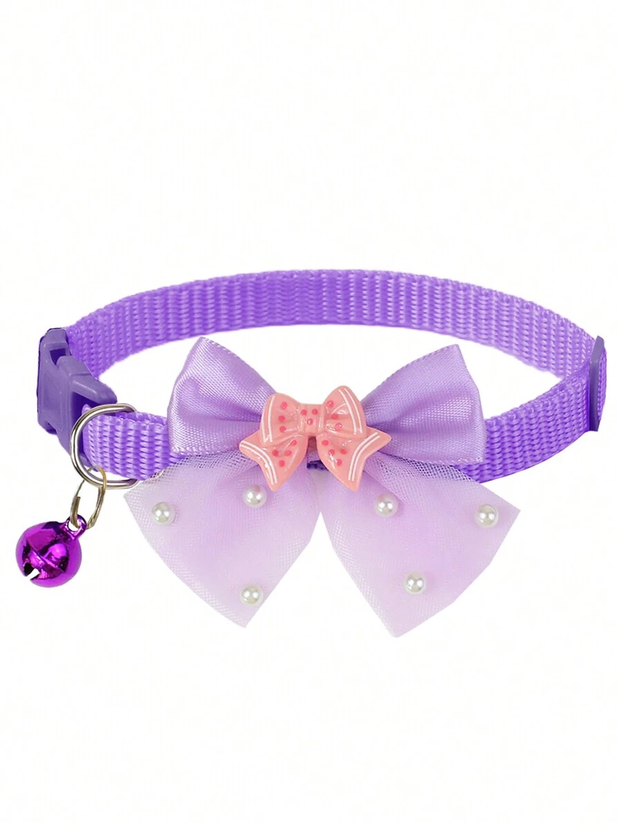 1pc or 3pcs Set Cute Shiny Bow Bell Pet Collar for Cats & Dogs – Stylish Daily Wear, Adjustable & Comfortable - Image 8