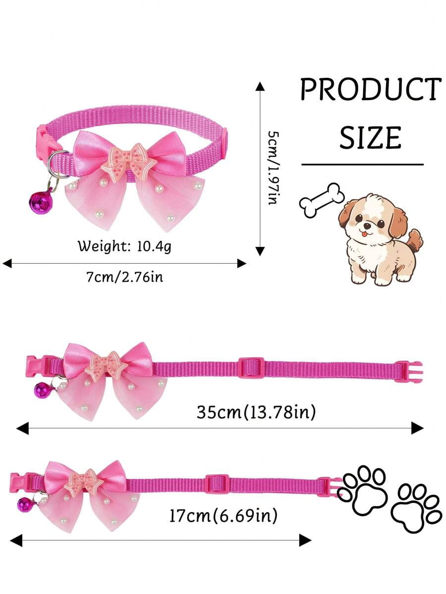 1pc or 3pcs Set Cute Shiny Bow Bell Pet Collar for Cats & Dogs – Stylish Daily Wear, Adjustable & Comfortable - Image 9