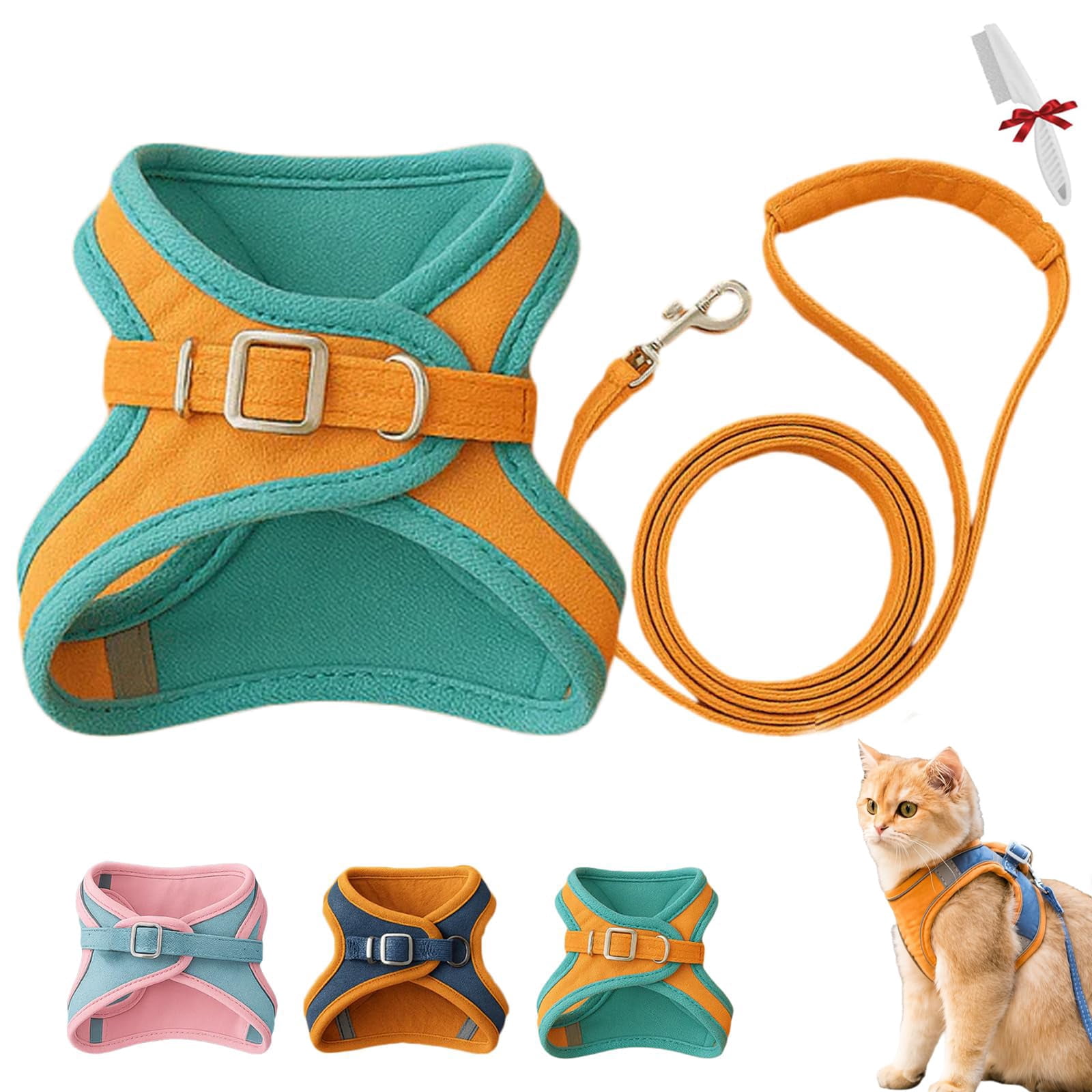 2026 Escape-Proof Cat Harness and Leash Set, Soft Breathable Cozy Mesh Vest Style Adjustable Step-in Cat Harness for Walking, Easy Wear Outdoor Harness for Small Medium Cats