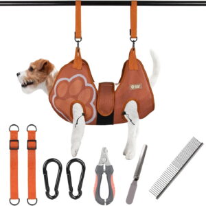 Hammock Harness for Dogs & Cats - Complete Kit with Adjustable  Fittings, Comb,  Clipper, File, Hook & Loop Strap, Adjustable  Straps & Snap Hooks (Small)