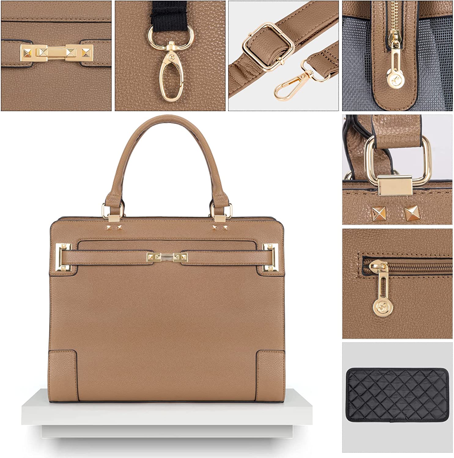 Fashion Pet Carrier Dog Cat Carrier Purse Soft-Sided Leather Handbag Pet Tote Bag for Small Dogs Puppy and Cats TSA Airline Approved (Khaki) - Image 6