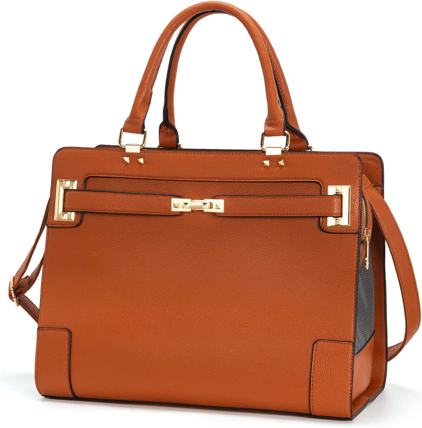 Fashion Pet Carrier Dog Cat Carrier Purse Soft-Sided Leather Handbag Pet Tote Bag for Small Dogs Puppy and Cats TSA Airline Approved (Khaki) - Image 13