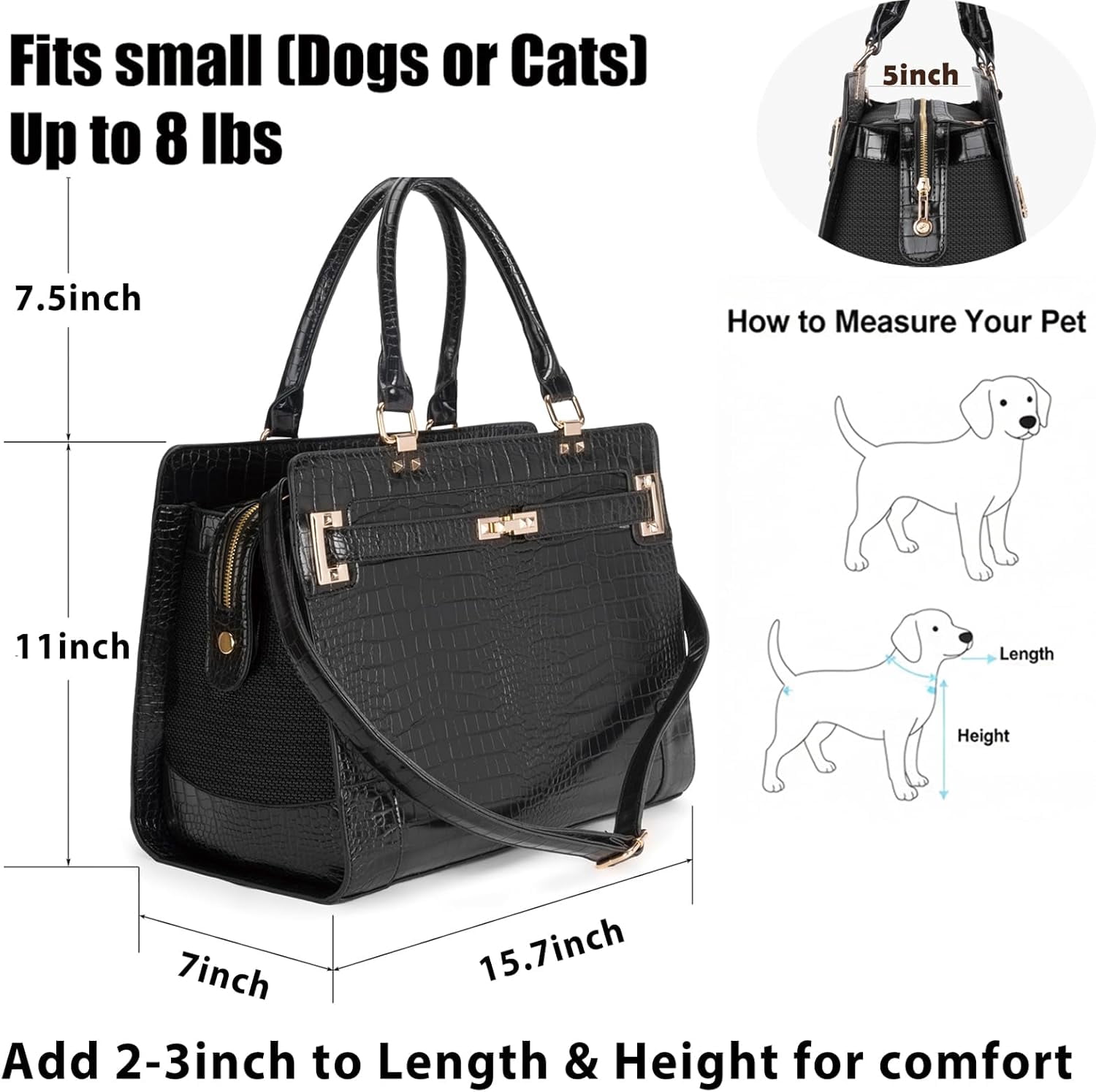 Fashion Pet Carrier Dog Cat Carrier Purse Soft-Sided Leather Handbag Pet Tote Bag for Small Dogs Puppy and Cats TSA Airline Approved (Khaki) - Image 23