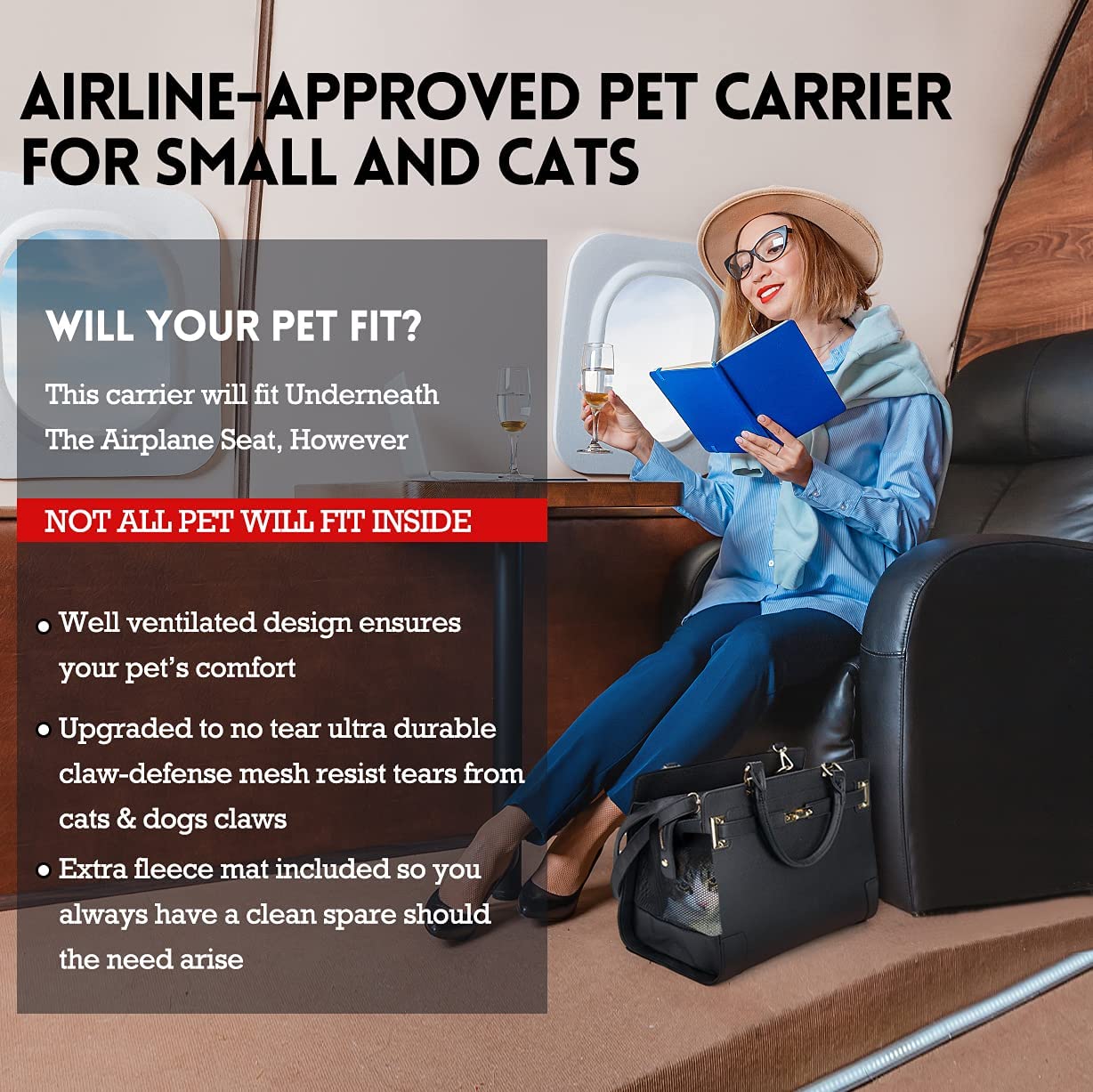 Fashion Pet Carrier Dog Cat Carrier Purse Soft-Sided Leather Handbag Pet Tote Bag for Small Dogs Puppy and Cats TSA Airline Approved (Khaki) - Image 39