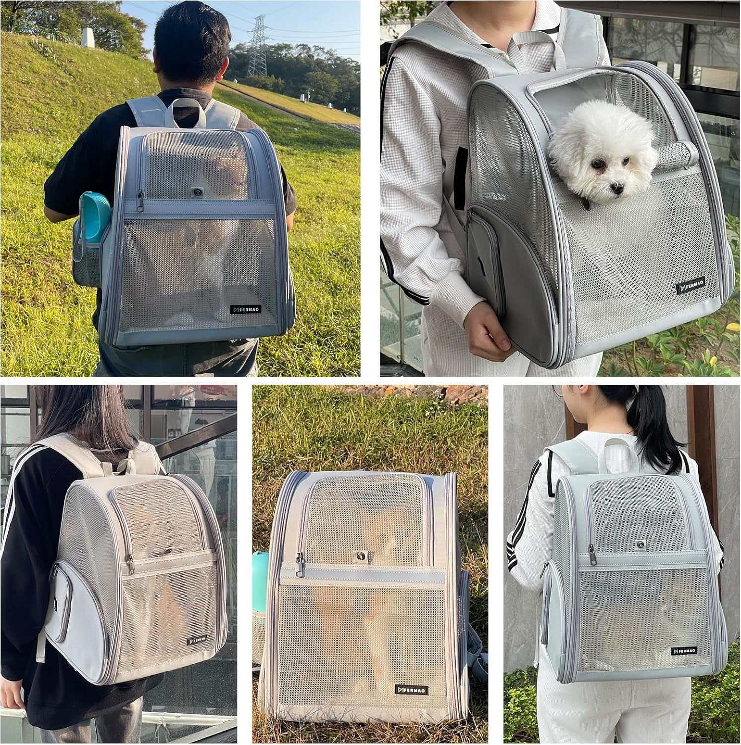 Cat Backpack Carrier,Airline Approve Carrier Backpack Small Dog and Middle Cat Puppy Kitty,Fully Breathable Mesh Desing Pet Travel Bag Up to 15 Lbs,Great for Travel Hiking Camping Outdoor(DarkGreen) - Image 3