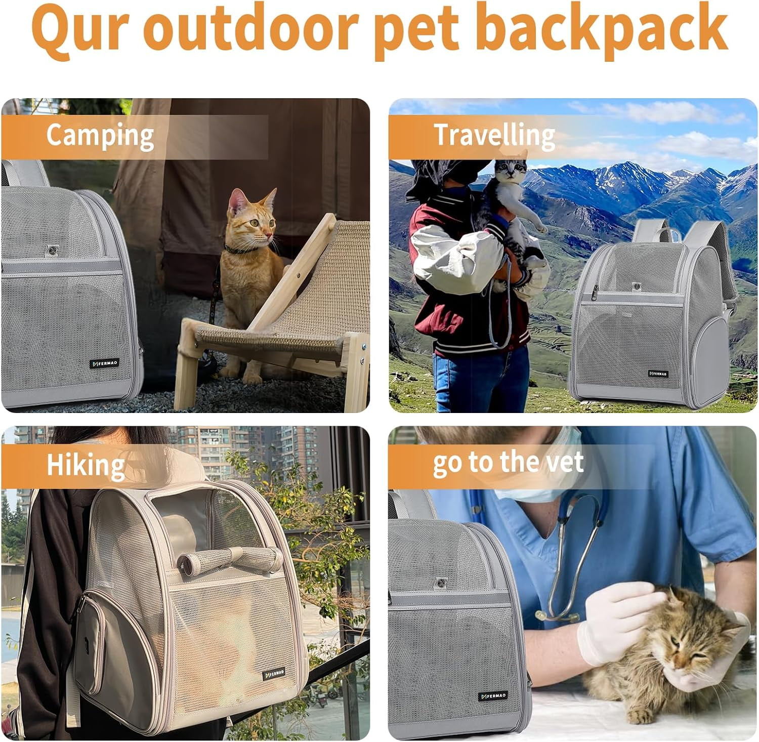 Cat Backpack Carrier,Airline Approve Carrier Backpack Small Dog and Middle Cat Puppy Kitty,Fully Breathable Mesh Desing Pet Travel Bag Up to 15 Lbs,Great for Travel Hiking Camping Outdoor(DarkGreen) - Image 4