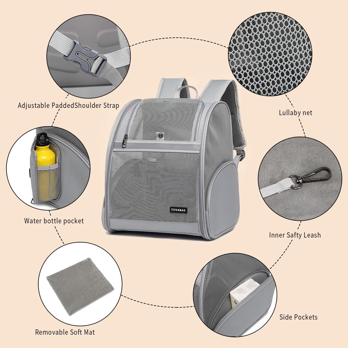 Cat Backpack Carrier,Airline Approve Carrier Backpack Small Dog and Middle Cat Puppy Kitty,Fully Breathable Mesh Desing Pet Travel Bag Up to 15 Lbs,Great for Travel Hiking Camping Outdoor(DarkGreen) - Image 6