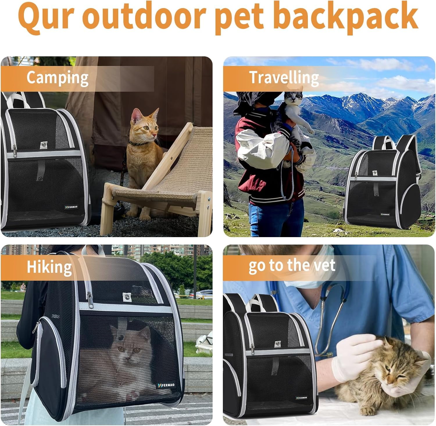 Cat Backpack Carrier,Airline Approve Carrier Backpack Small Dog and Middle Cat Puppy Kitty,Fully Breathable Mesh Desing Pet Travel Bag Up to 15 Lbs,Great for Travel Hiking Camping Outdoor(DarkGreen) - Image 11