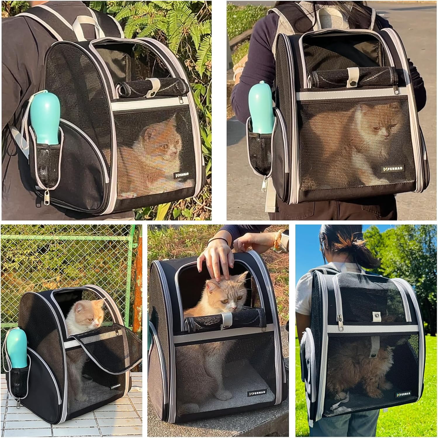 Cat Backpack Carrier,Airline Approve Carrier Backpack Small Dog and Middle Cat Puppy Kitty,Fully Breathable Mesh Desing Pet Travel Bag Up to 15 Lbs,Great for Travel Hiking Camping Outdoor(DarkGreen) - Image 12