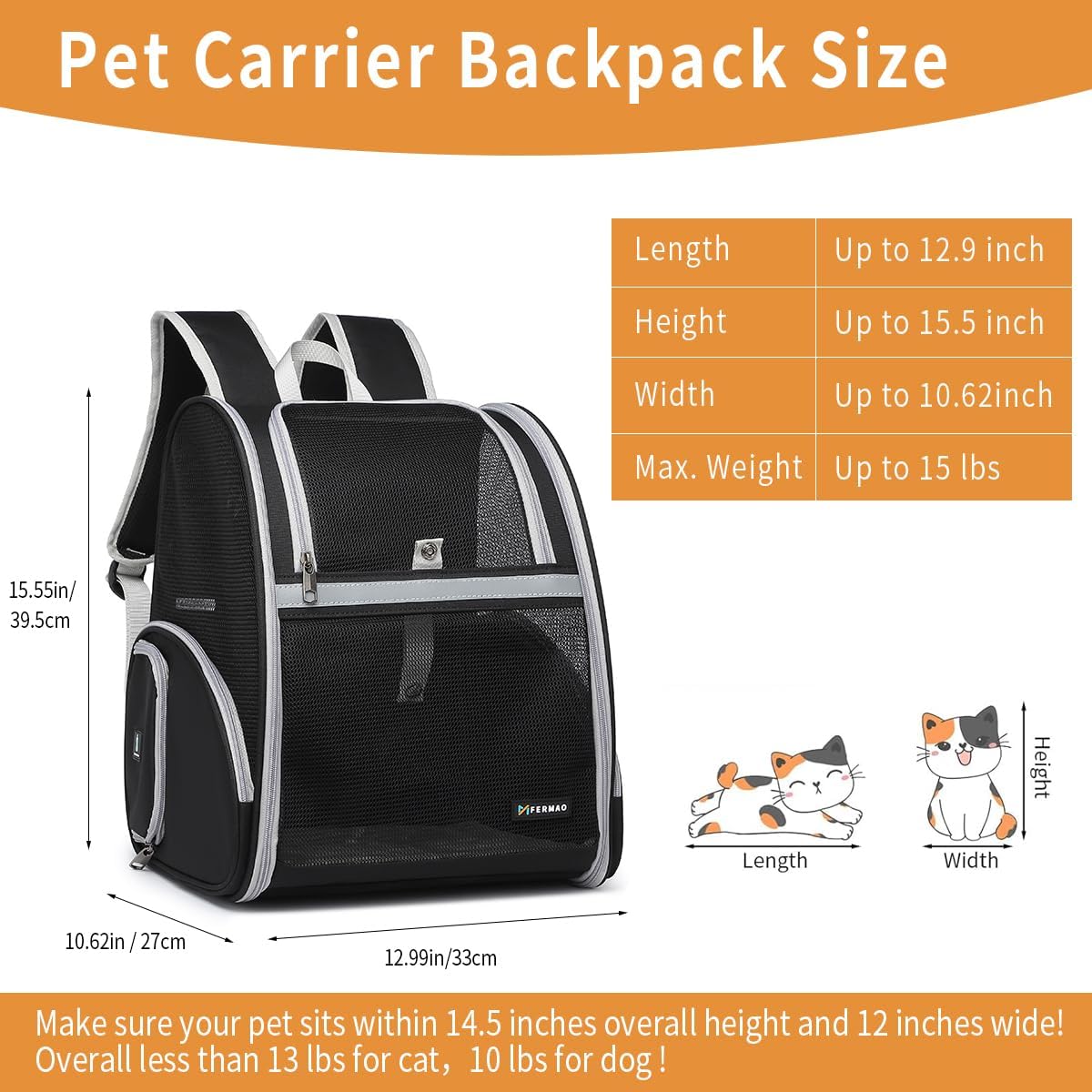 Cat Backpack Carrier,Airline Approve Carrier Backpack Small Dog and Middle Cat Puppy Kitty,Fully Breathable Mesh Desing Pet Travel Bag Up to 15 Lbs,Great for Travel Hiking Camping Outdoor(DarkGreen) - Image 13