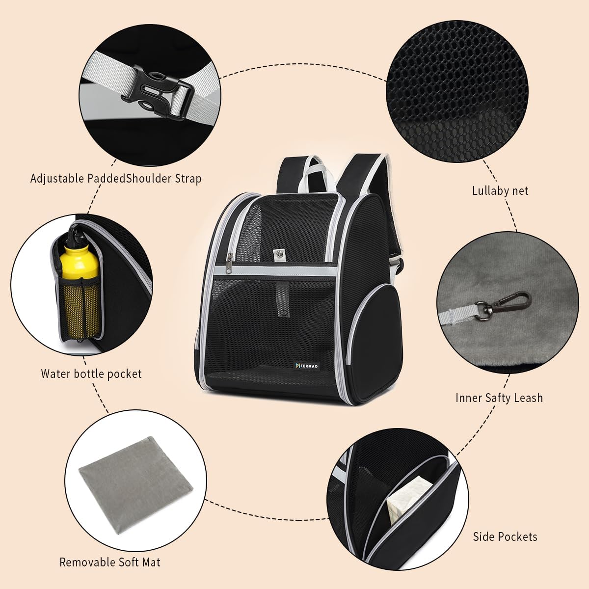 Cat Backpack Carrier,Airline Approve Carrier Backpack Small Dog and Middle Cat Puppy Kitty,Fully Breathable Mesh Desing Pet Travel Bag Up to 15 Lbs,Great for Travel Hiking Camping Outdoor(DarkGreen) - Image 14