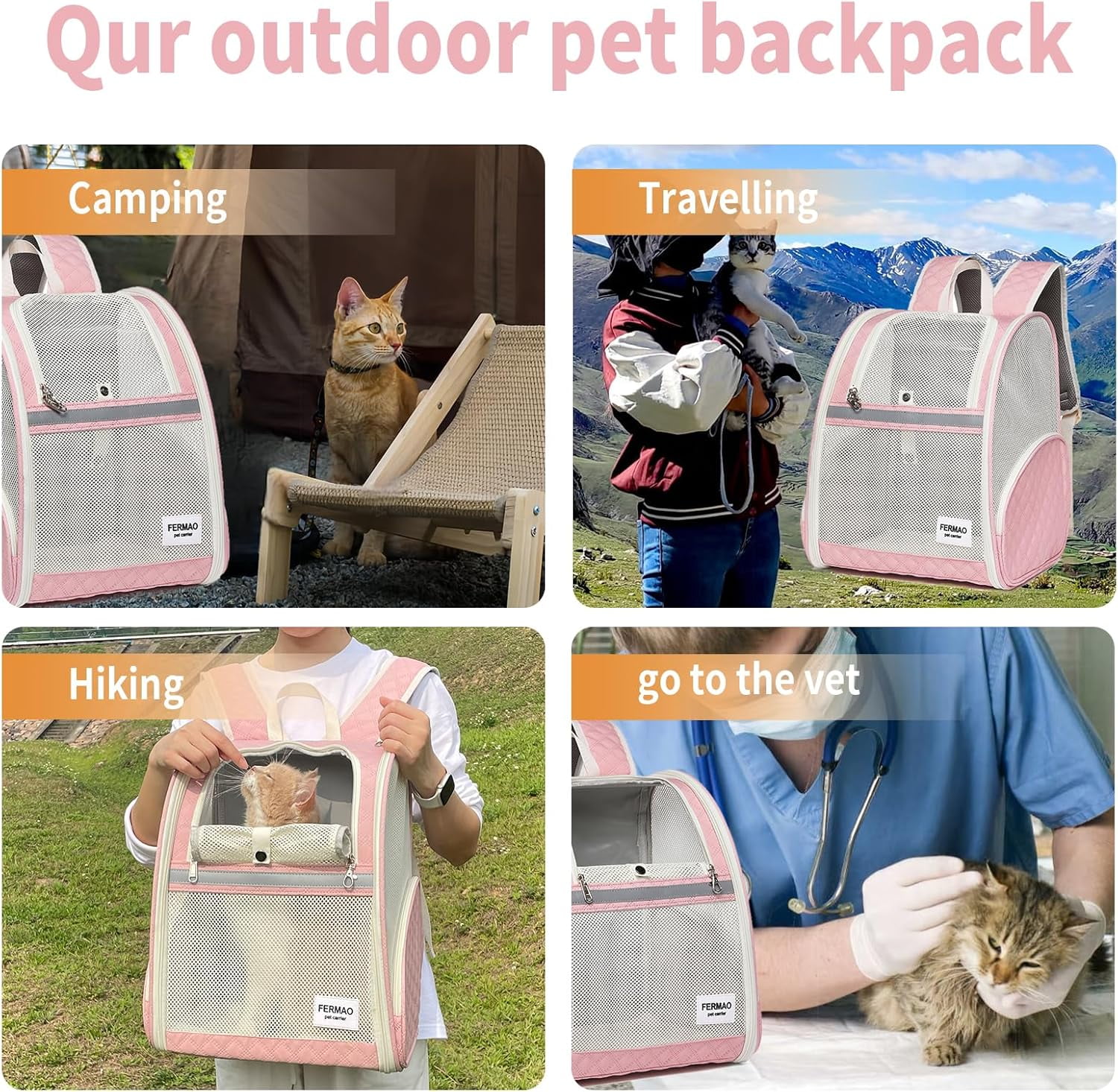 Cat Backpack Carrier,Airline Approve Carrier Backpack Small Dog and Middle Cat Puppy Kitty,Fully Breathable Mesh Desing Pet Travel Bag Up to 15 Lbs,Great for Travel Hiking Camping Outdoor(DarkGreen) - Image 19