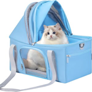 BurgeonNest Top-Expandable Large Cat Carrier, Soft Sided Cat Bag Carrier for Medium Large Pet 15 lbs, Upgrade Small Dog Car Seat, Collapsible Puppy Travel Bag with Semi-Open Mode Canopy