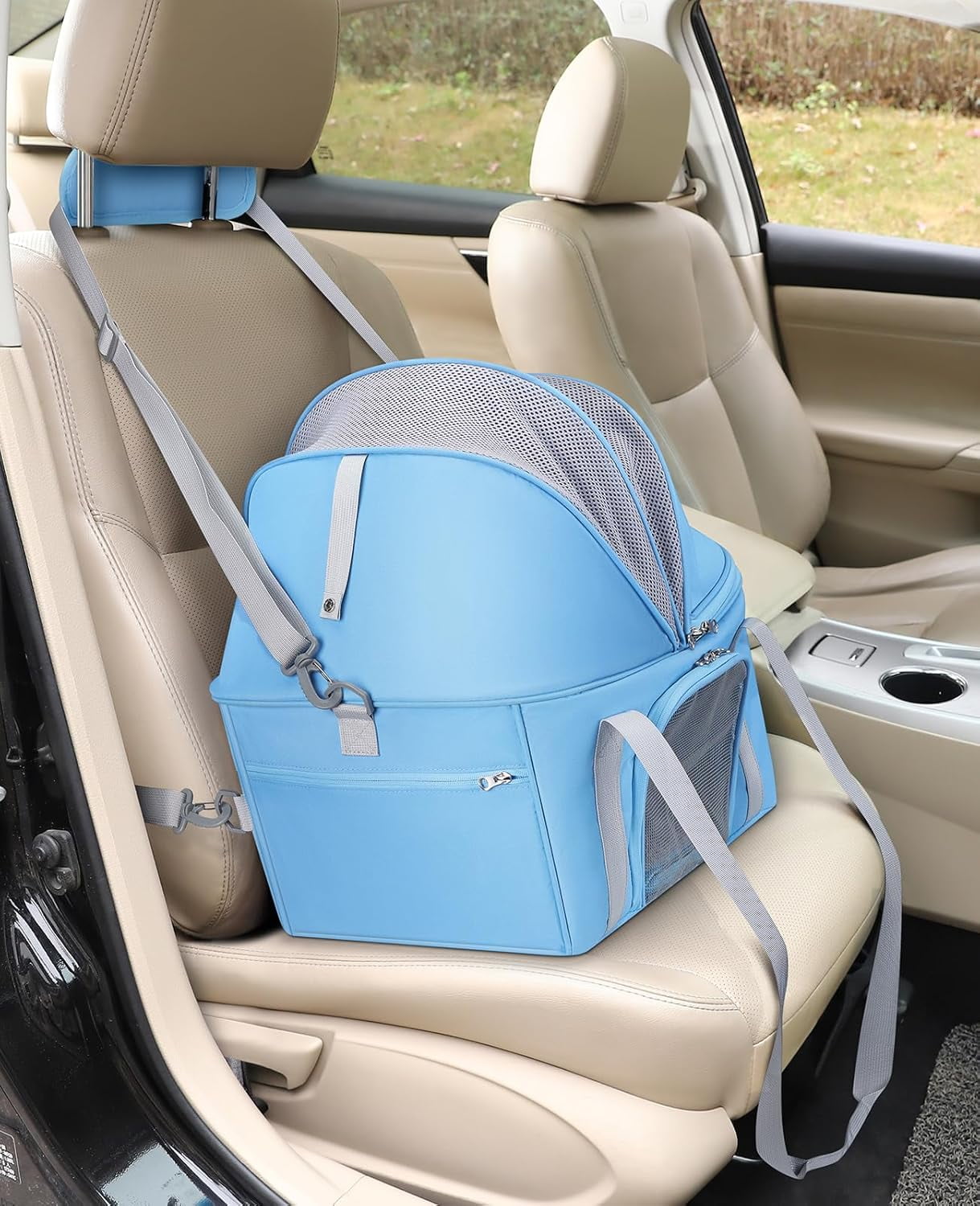 BurgeonNest Top-Expandable Large Cat Carrier, Soft Sided Cat Bag Carrier for Medium Large Pet 15 lbs, Upgrade Small Dog Car Seat, Collapsible Puppy Travel Bag with Semi-Open Mode Canopy - Image 3