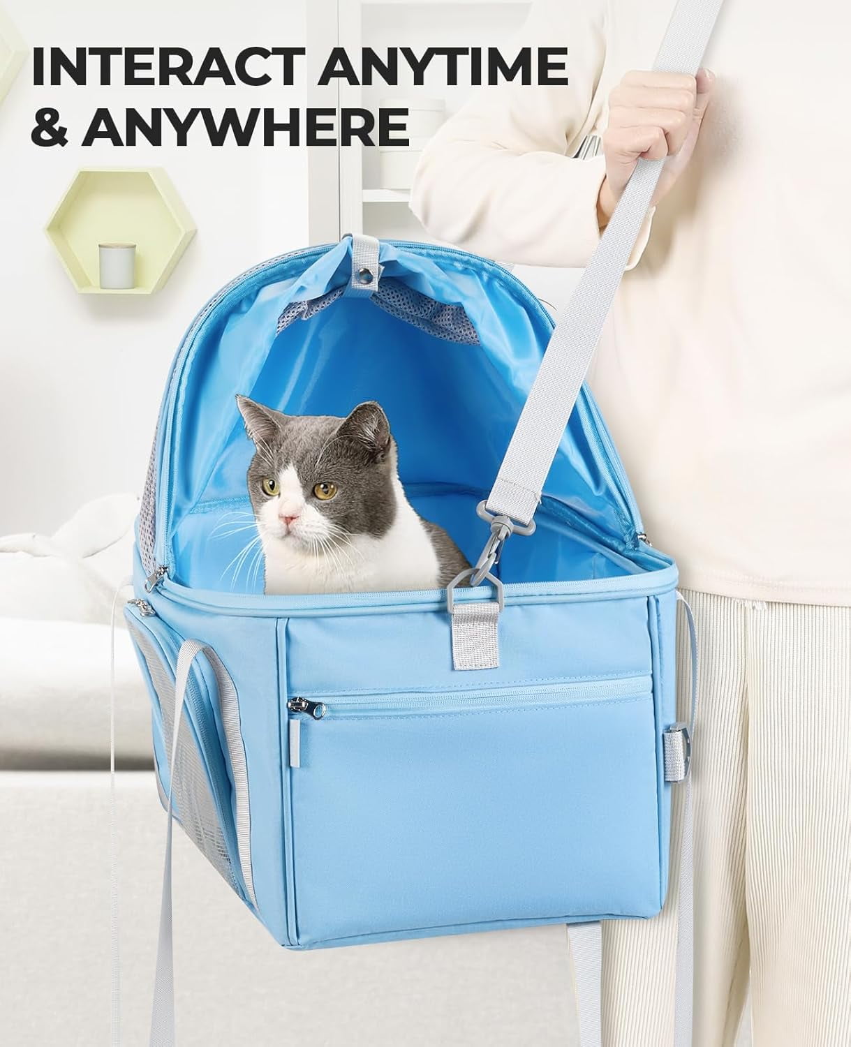 BurgeonNest Top-Expandable Large Cat Carrier, Soft Sided Cat Bag Carrier for Medium Large Pet 15 lbs, Upgrade Small Dog Car Seat, Collapsible Puppy Travel Bag with Semi-Open Mode Canopy - Image 8